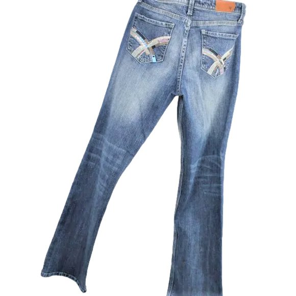 Vigoss Blue Wash Boot-Cut Embellished Jeans, Size 5 - Picture 3 of 6